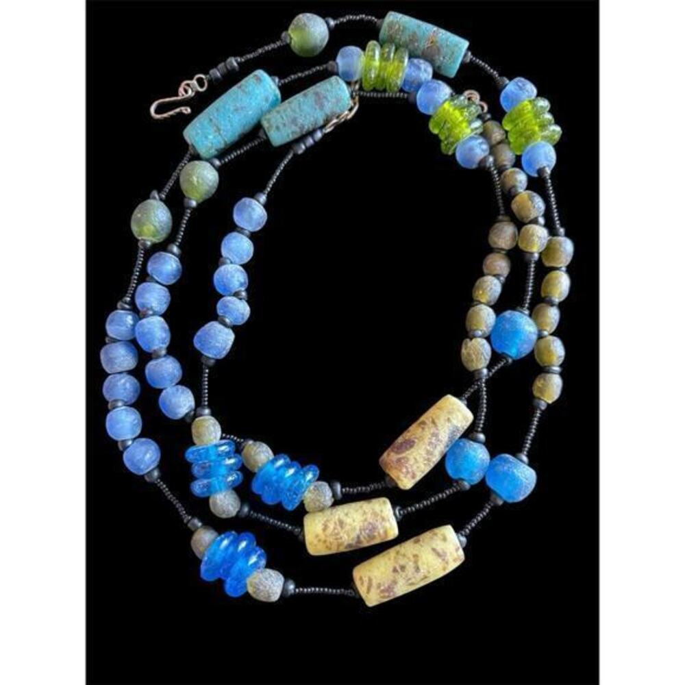 47” Boho Frosted Glass Bead Necklace Layering